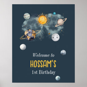 Galaxy Sol Måne Stars Planets för rymden-dagstidni Poster