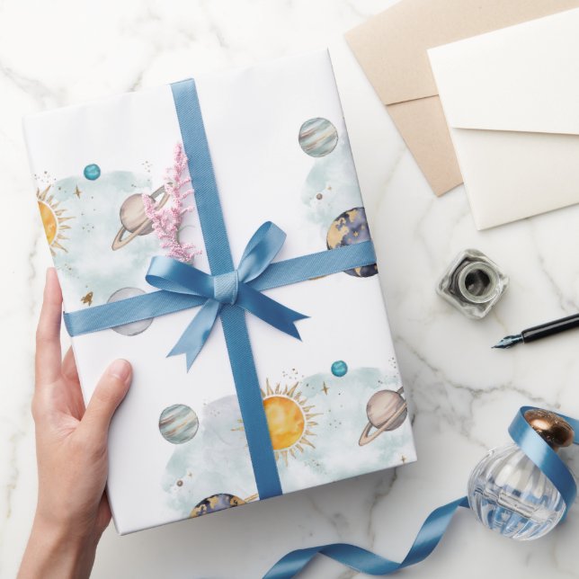 Galaxy Sol Måne Stars Planets för rymden-dagstidni Presentpapper (Gifting)