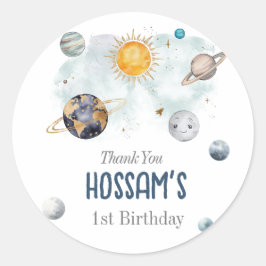 Galaxy Sol Måne Stars Planets för rymden-dagstidni Runt Klistermärke