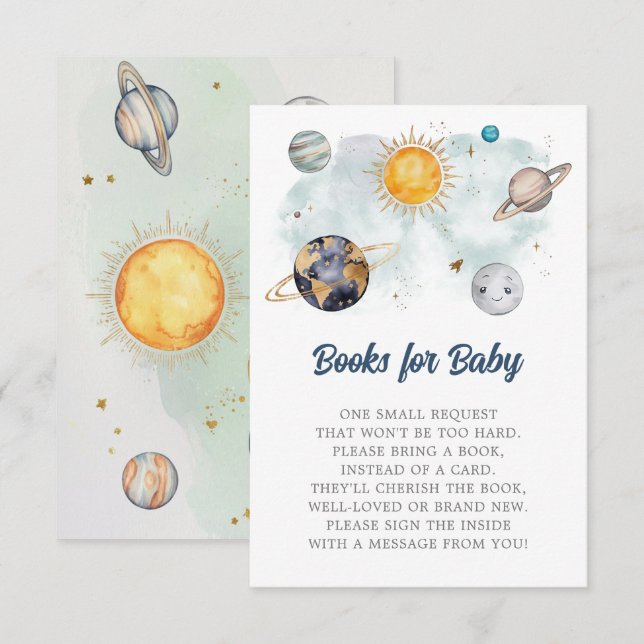 Galaxy Sol Måne Stars Planets för rymden-dagstidni Tilläggskort (Fram/baksida)