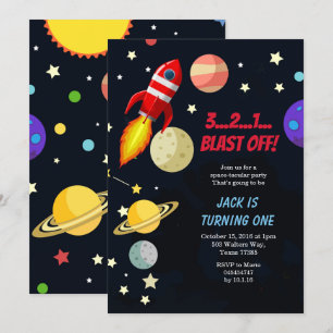 Galaxy Space Blast of Birthday Inbjudningar