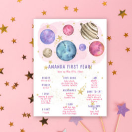 Galaxy Space First Birthday Milestone Birthday Poster