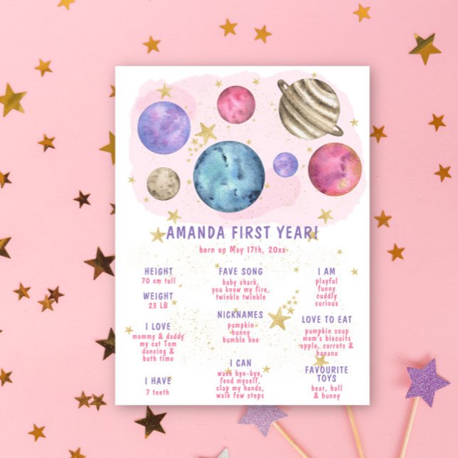 Galaxy Space First Birthday Milestone Birthday Poster (Skapare uppladdad)