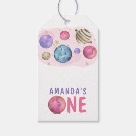 Galaxy Space Girl Födelsedagsfest Presentetikett