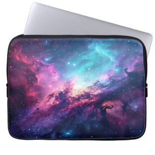 Galaxy space glitter nebula lila rosa universum laptop fodral