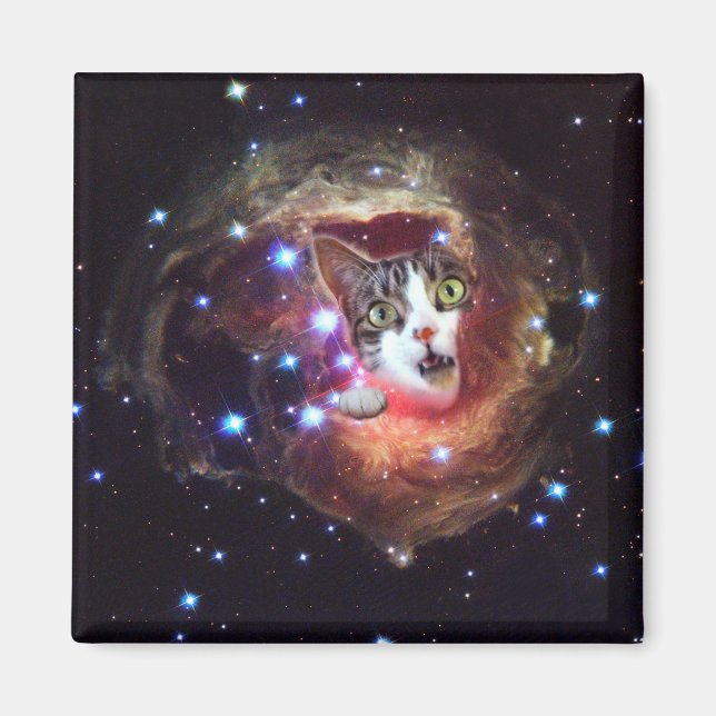 Galaxy Space Kats LOL 2-tums kvadratisk magnet (Framsidan)