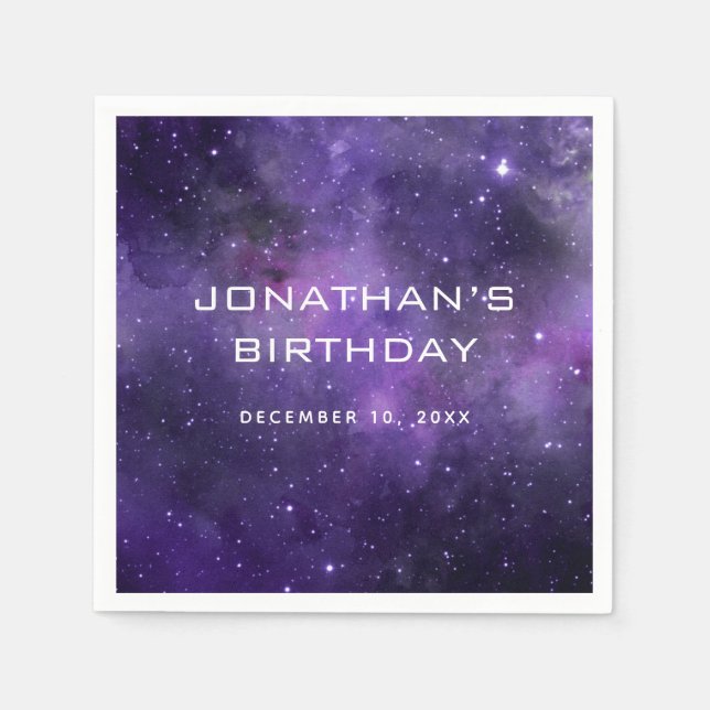 Galaxy Space Kids Birthday. Astronomy Cosmic Party Pappersservett (Framsidan)