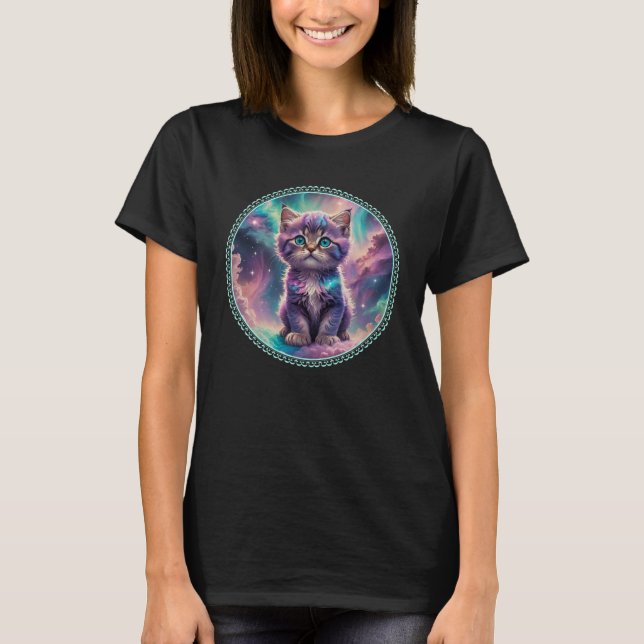 Galaxy Space Kitten T Shirt (Framsida)