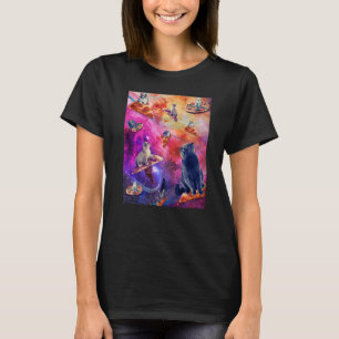 Galaxy Space Pizza Cat Cat in Space EEG Pizza T Shirt