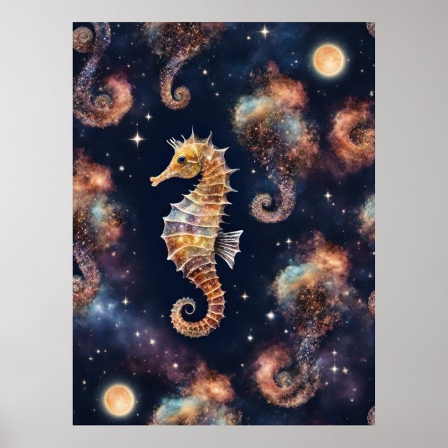 Galaxy Space Seahorse Poster (Framsidan)