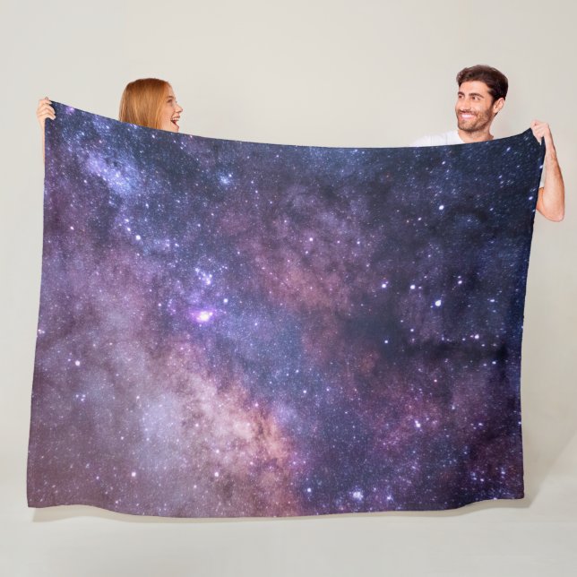 Galaxy Space Stars Night Sky Celestial Navy Blue Fleecefilt (På plats)