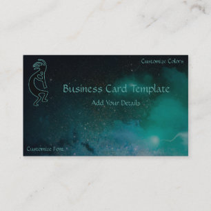 Galaxy Space Teal Kokopelli Logotyp Affärskort Visitkort