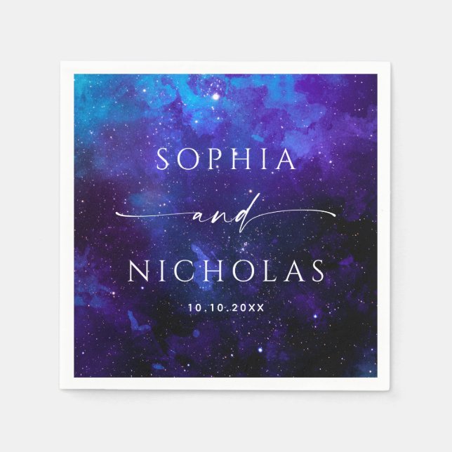 Galaxy Space Wedding | Celestial Astronomy Modern Pappersservett (Framsidan)