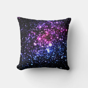 Galaxy Sparkle Stars Rosa Lila Blå Kudde