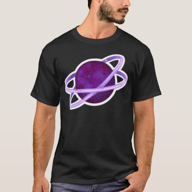 Galaxy Star Måne Planet Saturn T Shirt (Framsida)