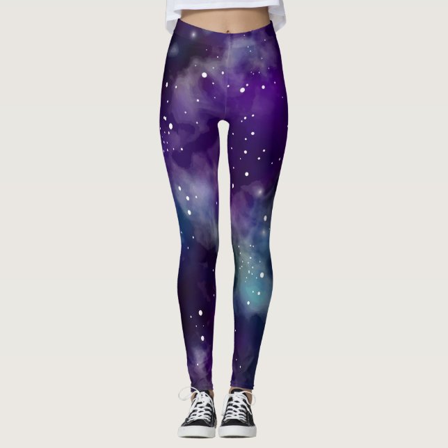 Galaxy Star Universe Celestial Art Leggings (Framsida)