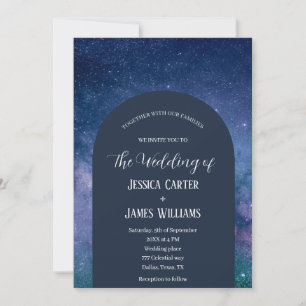 Galaxy Starry Night Celestial Arch Space Bröllop Inbjudningar