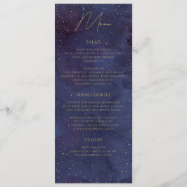 Galaxy Starry Night Celestial Lila Guld Bröllop Meny