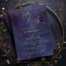 Galaxy Starry Night Himlar Blue Lila Guld Bröllop