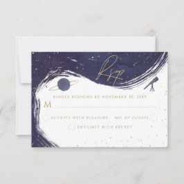 Galaxy Starry Night Himlar Blue Lila Guld Bröllop OSA Kort