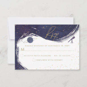 Galaxy Starry Night Himlar Blue Lila Guld Bröllop OSA Kort