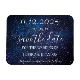 Galaxy Starry Night Navy Blue Bröllop Magnet