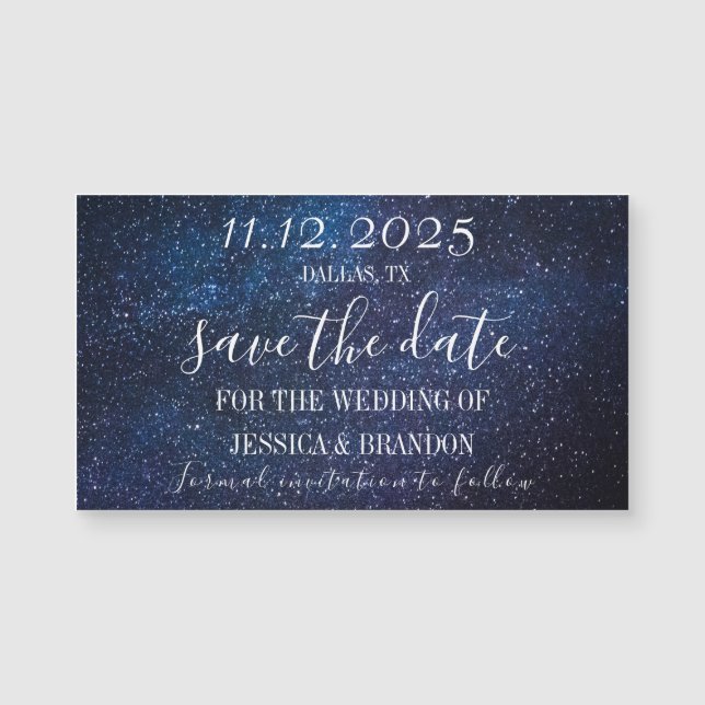 Galaxy Starry Night Navy Blue Bröllop Magnet (Framsida)