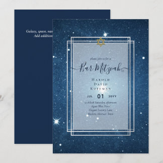 Galaxy Starry Night PUB MITZVAH-inbjudningar Blue Inbjudningar