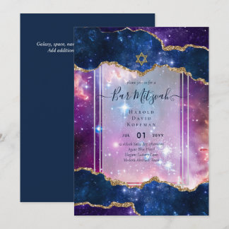 Galaxy Starry Night PUB MITZVAH-inbjudningar Blue Inbjudningar