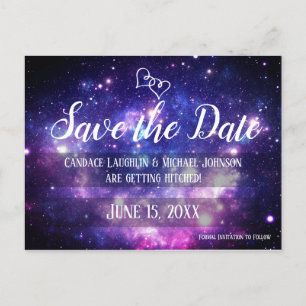 Galaxy Starry Night Space Bröllop spara datum Vykort