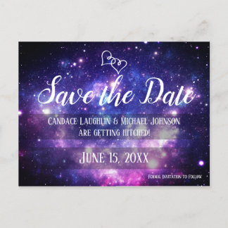 Galaxy Starry Night Space Bröllop spara datum Vykort