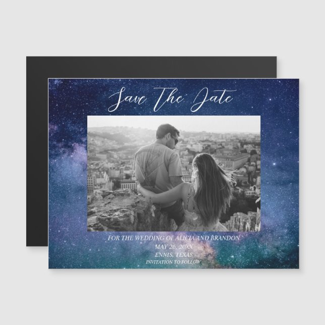 Galaxy Starry Night Stars Celestial Bröllop Magnet (Fram/baksida)