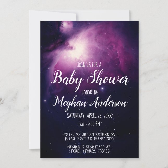Galaxy Stars Celestial Rymden Baby Shower Inbjudningar (Framsida)