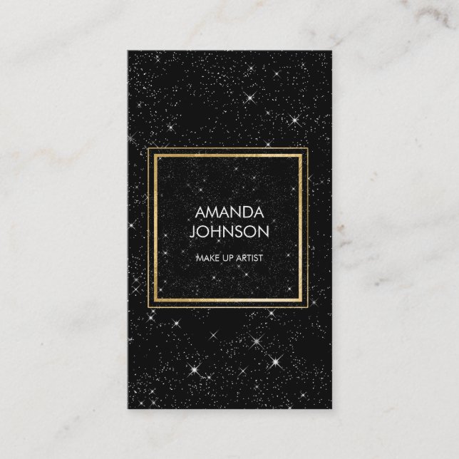 Galaxy Stars Golden Black Glam Elegance Vip Visitkort (Framsida)