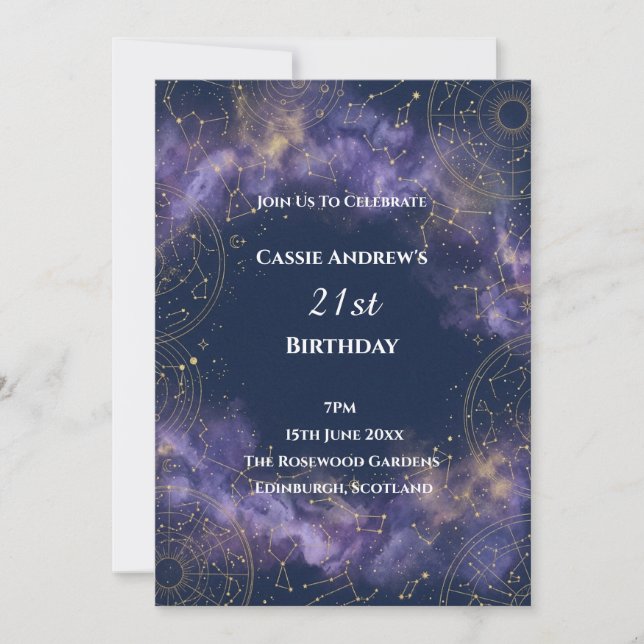 Galaxy Stars Milestone Födelsedag Inbjudningar (Framsida)