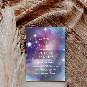 Galaxy Stars och Rymden Baby Shower Inbjudningar
