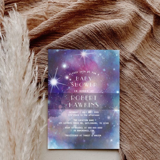 Galaxy Stars och Rymden Baby Shower Inbjudningar (Skapare uppladdad)