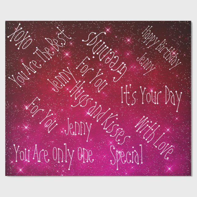 Galaxy Stars Personlig Birthday Space Presentpapper (Platt)