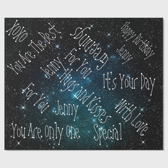 Galaxy Stars Personlig Birthday Space Presentpapper (Platt)