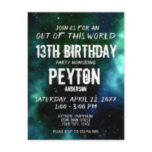 Galaxy Stars Utomjordisk Födelsedagsinbjudan