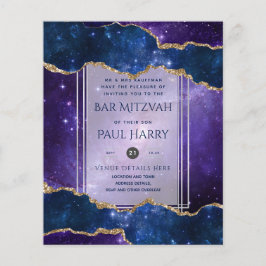 Galaxy Stjärnkvälls BAR MITZVAH Inbjudningar Marin Flygblad