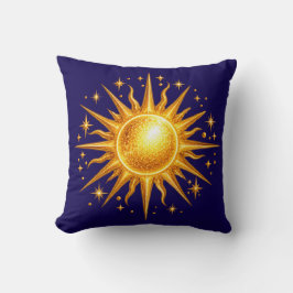 Galaxy Sun och Stjärnor Falskt Guld Marinblå Kudde