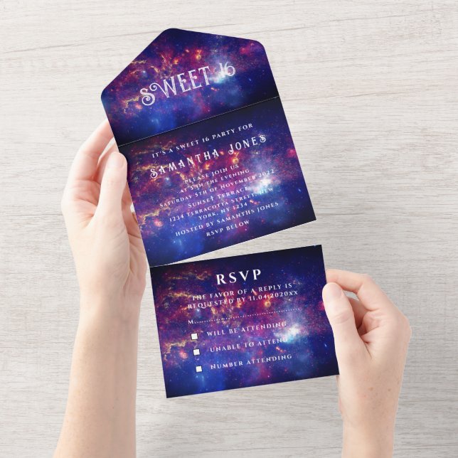 Galaxy Sweet 16 Söt Stars Starry Night Himlar (Avrivbar del)