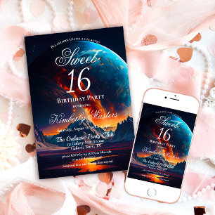 Galaxy Sweet Sixteen Födelsedagsfest Inbjudningar