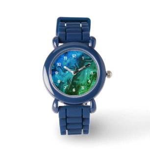 Galaxy Swirl Blue Glitter Abstrakt Cosmic Mönster Armbandsur