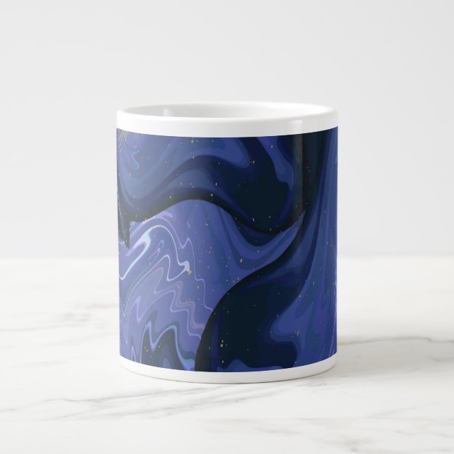 Galaxy Swirl Blue Glitter Abstrakt Cosmic Mönster Jumbo Mugg (Framsidan)