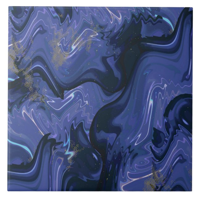 Galaxy Swirl Blue Glitter Abstrakt Cosmic Mönster Kakelplatta (Framsidan)