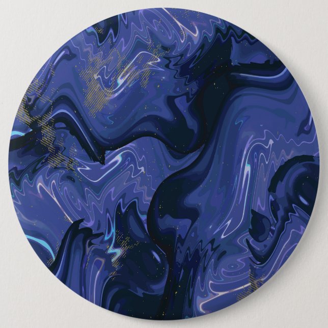 Galaxy Swirl Blue Glitter Abstrakt Cosmic Mönster Knapp (Framsida)