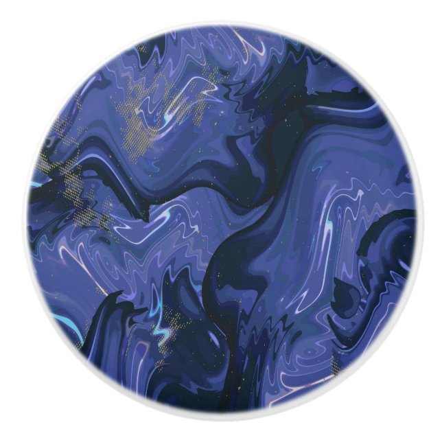Galaxy Swirl Blue Glitter Abstrakt Cosmic Mönster Knopp (Framsidan)