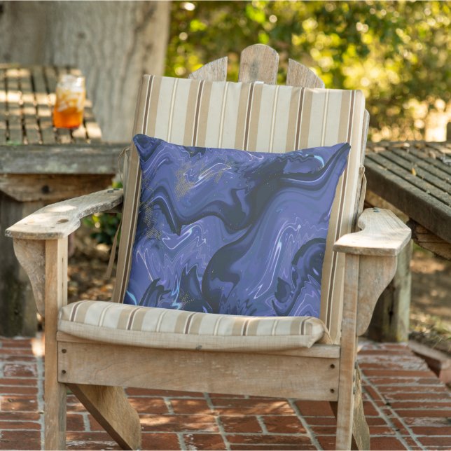 Galaxy Swirl Blue Glitter Abstrakt Cosmic Mönster Kudde (Stol)